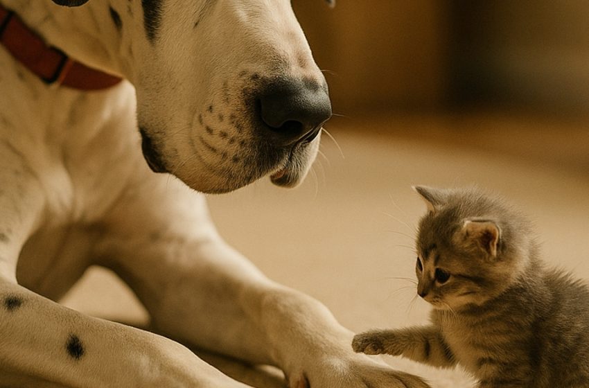  Ένας τεράστιος σκύλος συνάντησε ένα μικροσκοπικό γατάκι στο δρόμο του και έκανε κάτι που είναι δύσκολο να πιστέψει κανείς. Μια ιστορία που συγκίνησε τις καρδιές.